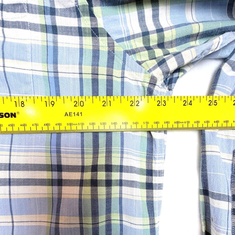 Nautica Heritage Plaid Button Down Shirt Mens M Blue Green Cotton Long Sleeve - Picture 5 of 8